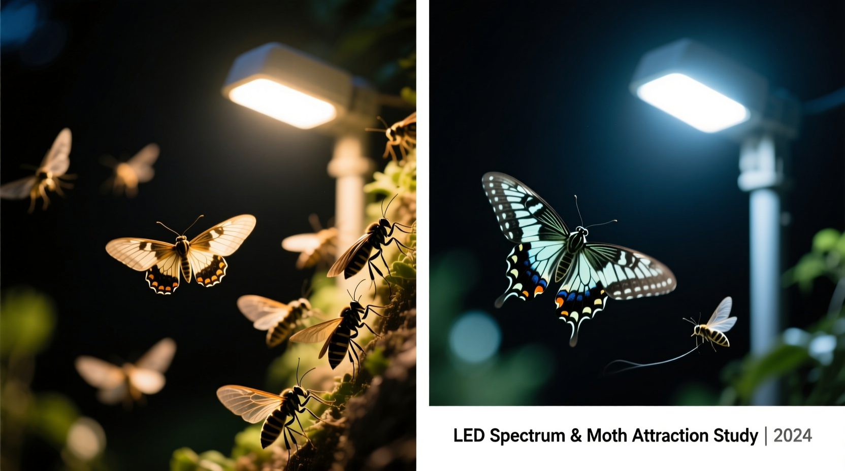 why do my outdoor lights attract more moths this year and is led spectrum to blame