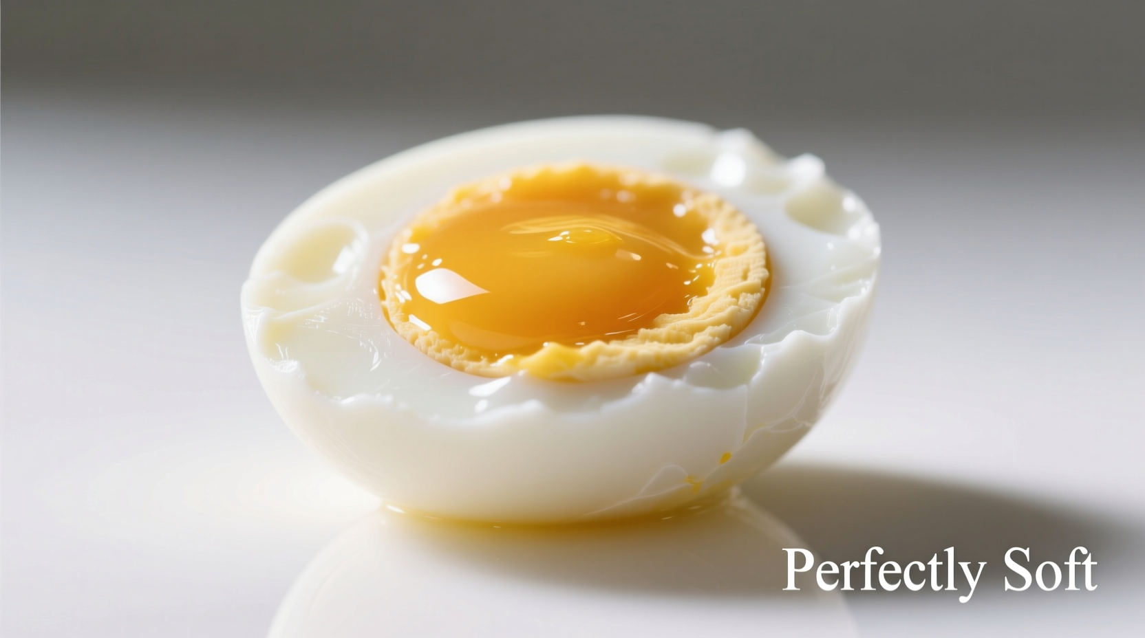 Perfect soft-boiled egg with runny yolk cross-section