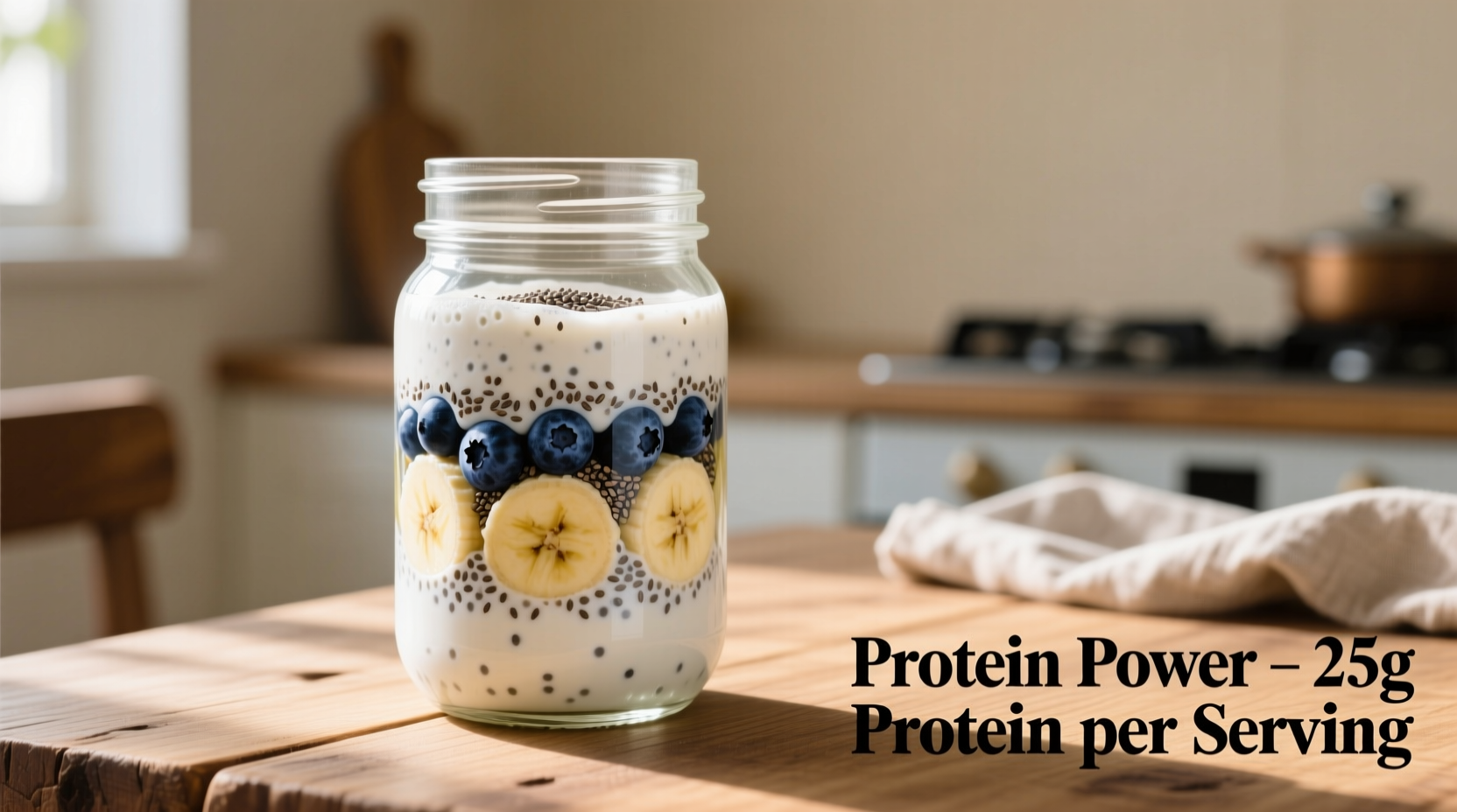 Protein shake ingredients in mason jar