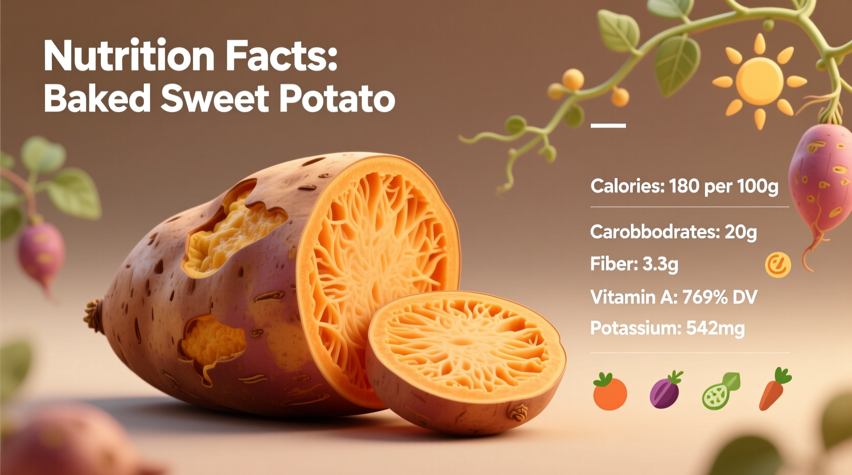 Baked Sweet Potato Calories: 103 in Medium Serving