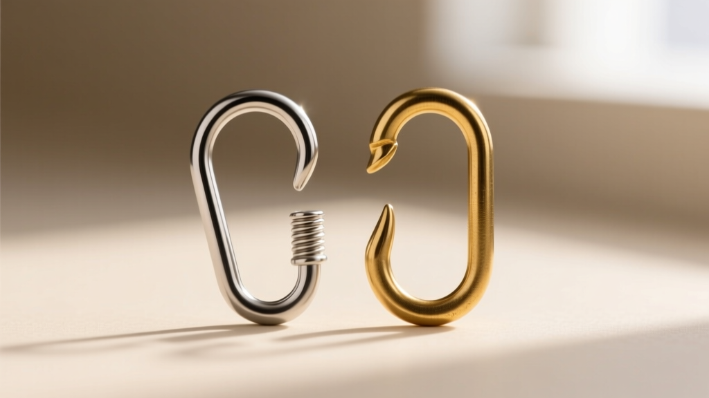 Macro photo of an 18-gauge titanium french hook ear wire next to a standard brass hook, highlighting the thickness difference
