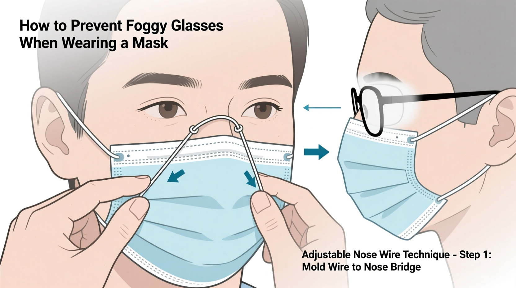 how to prevent foggy glasses when wearing a mask with adjustable nose wires