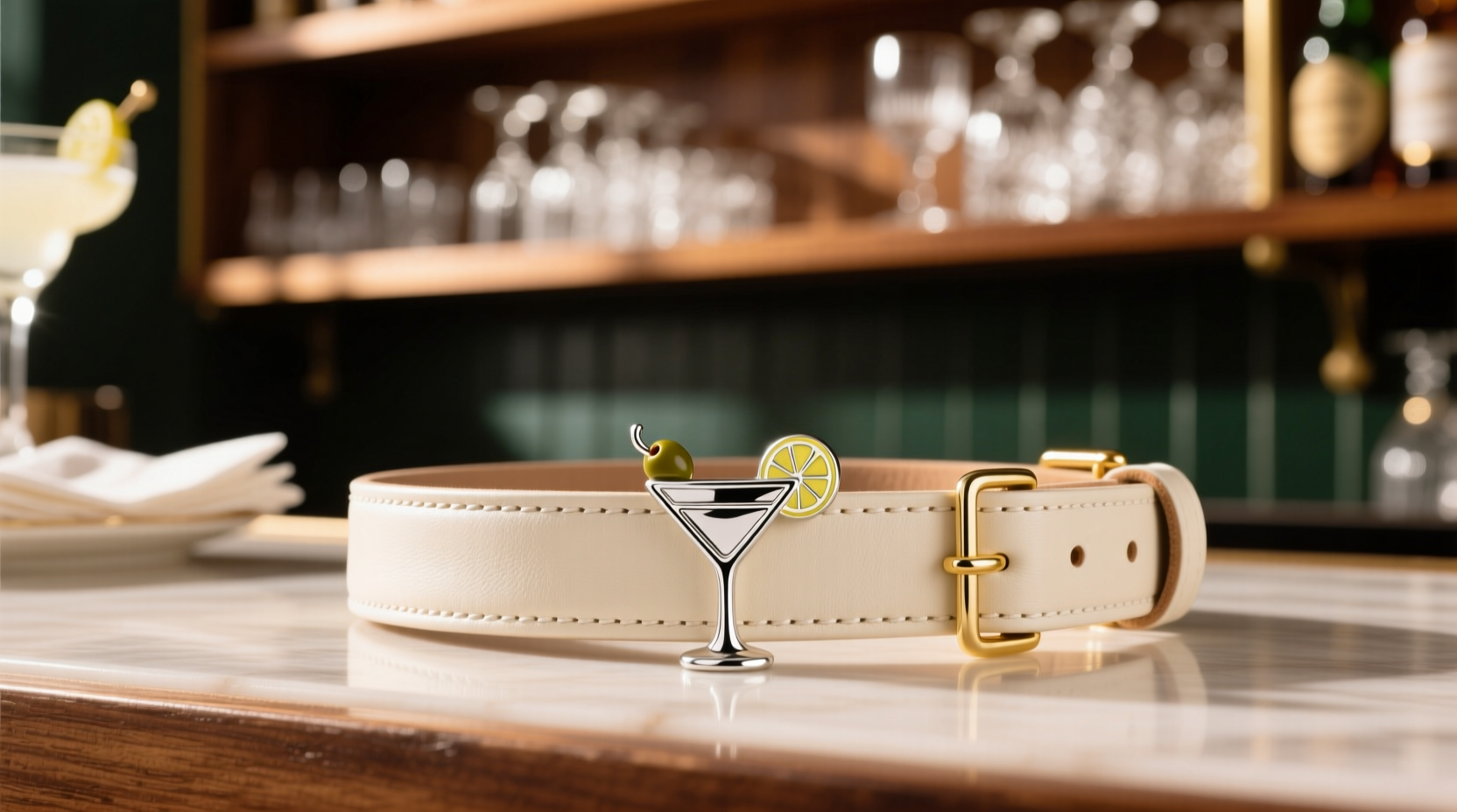how to decorate a pet collar with a subtle cocktail charm