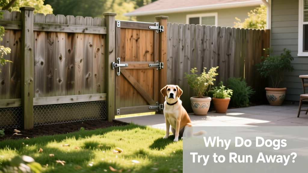 A secure, well-maintained backyard with a tall wooden fence, self-closing gate, and buried hardware cloth along the base