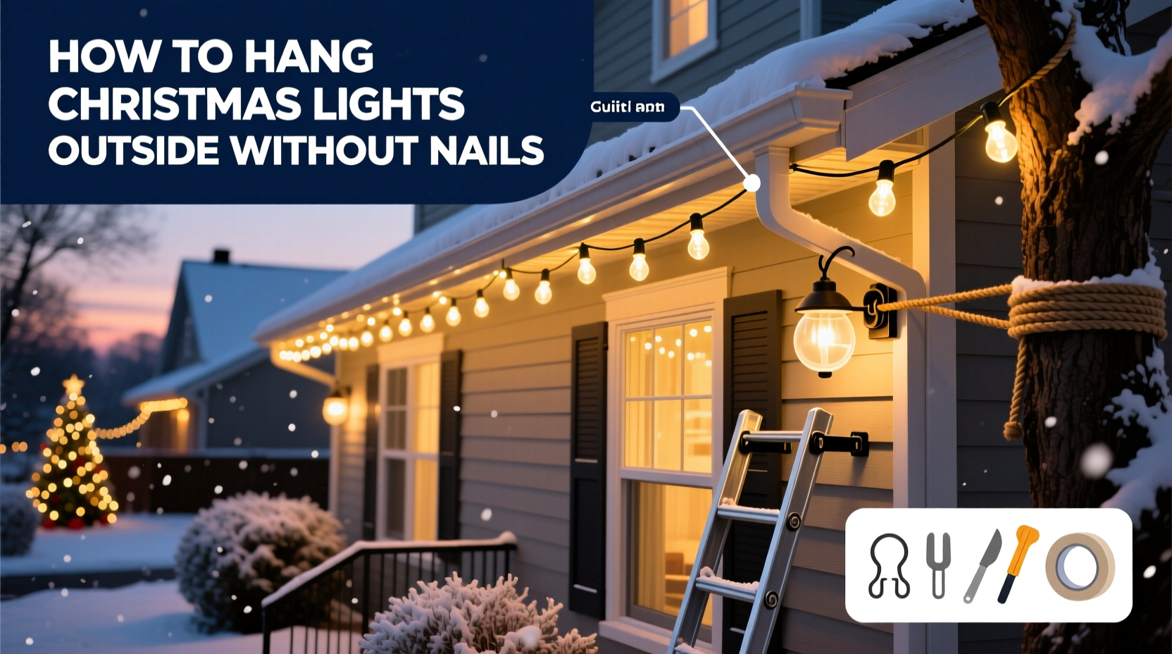 how to hang christmas lights outside without nails