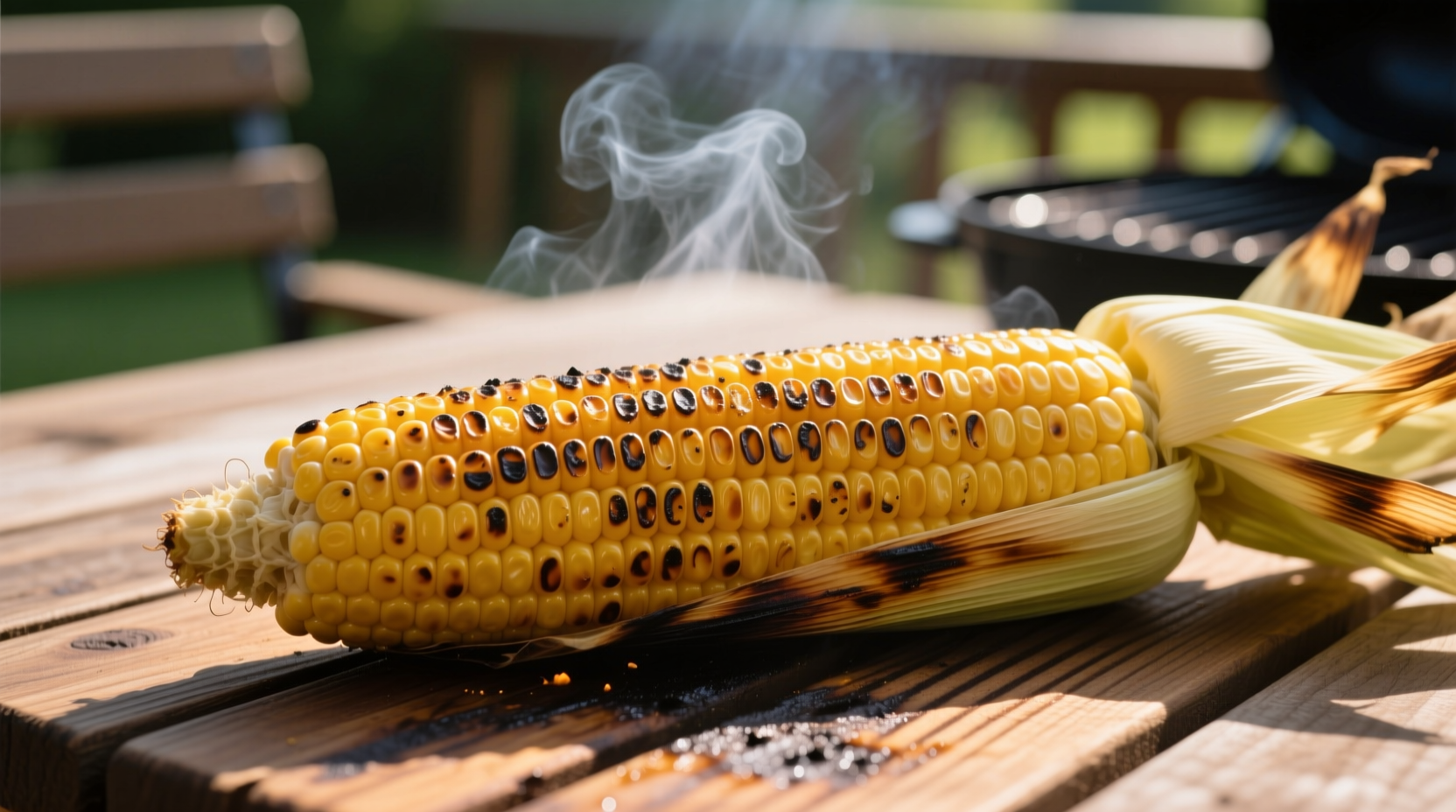 Perfectly grilled corn on the cob with light char marks