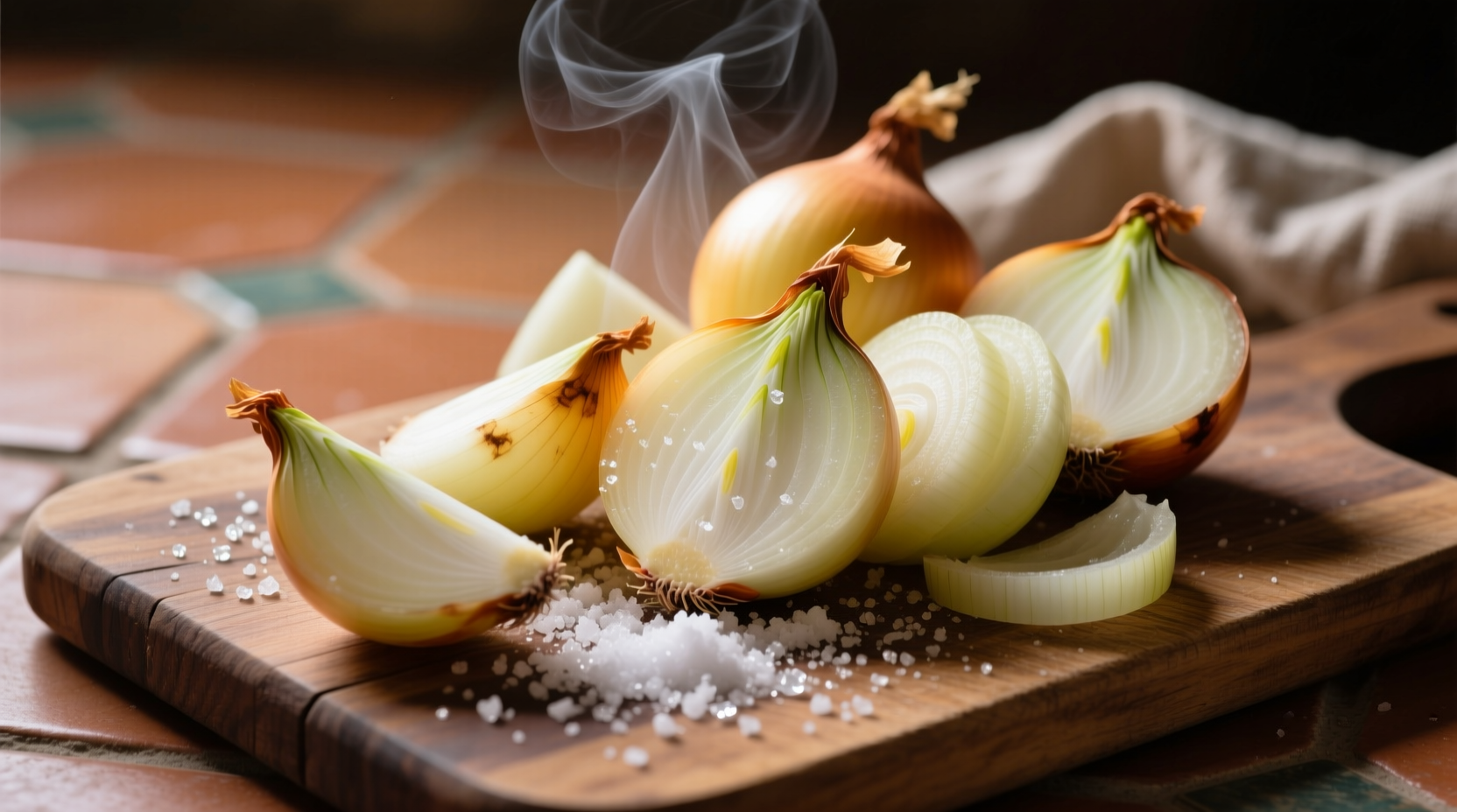 tame aggressive onions with a sprinkling of salt