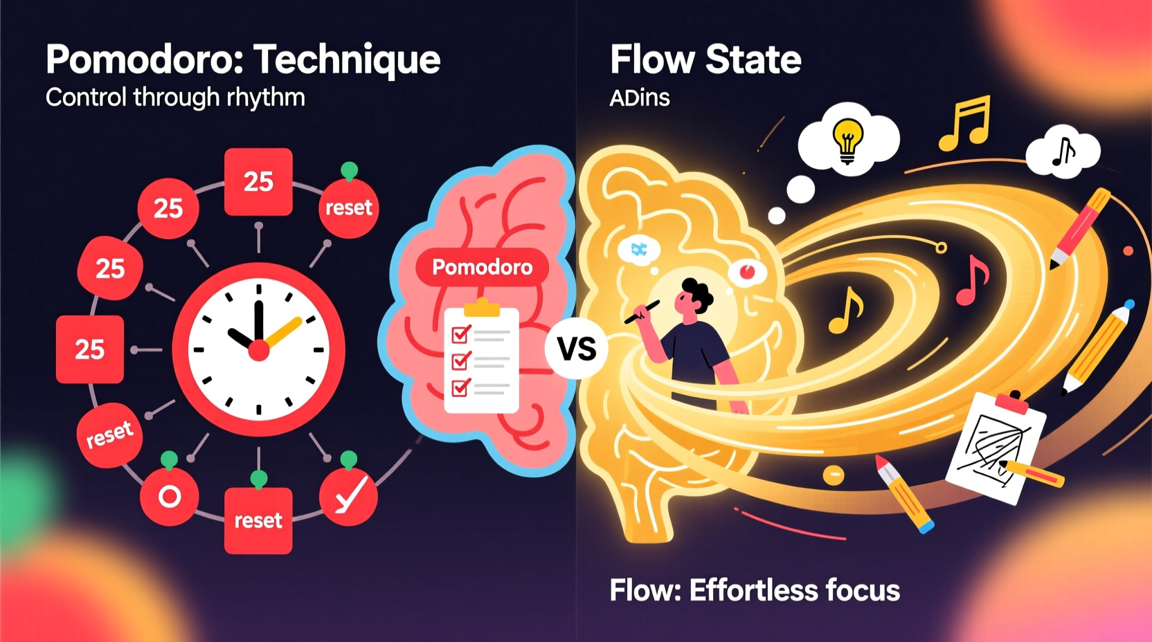 pomodoro technique vs flow state which is better for adhd brains