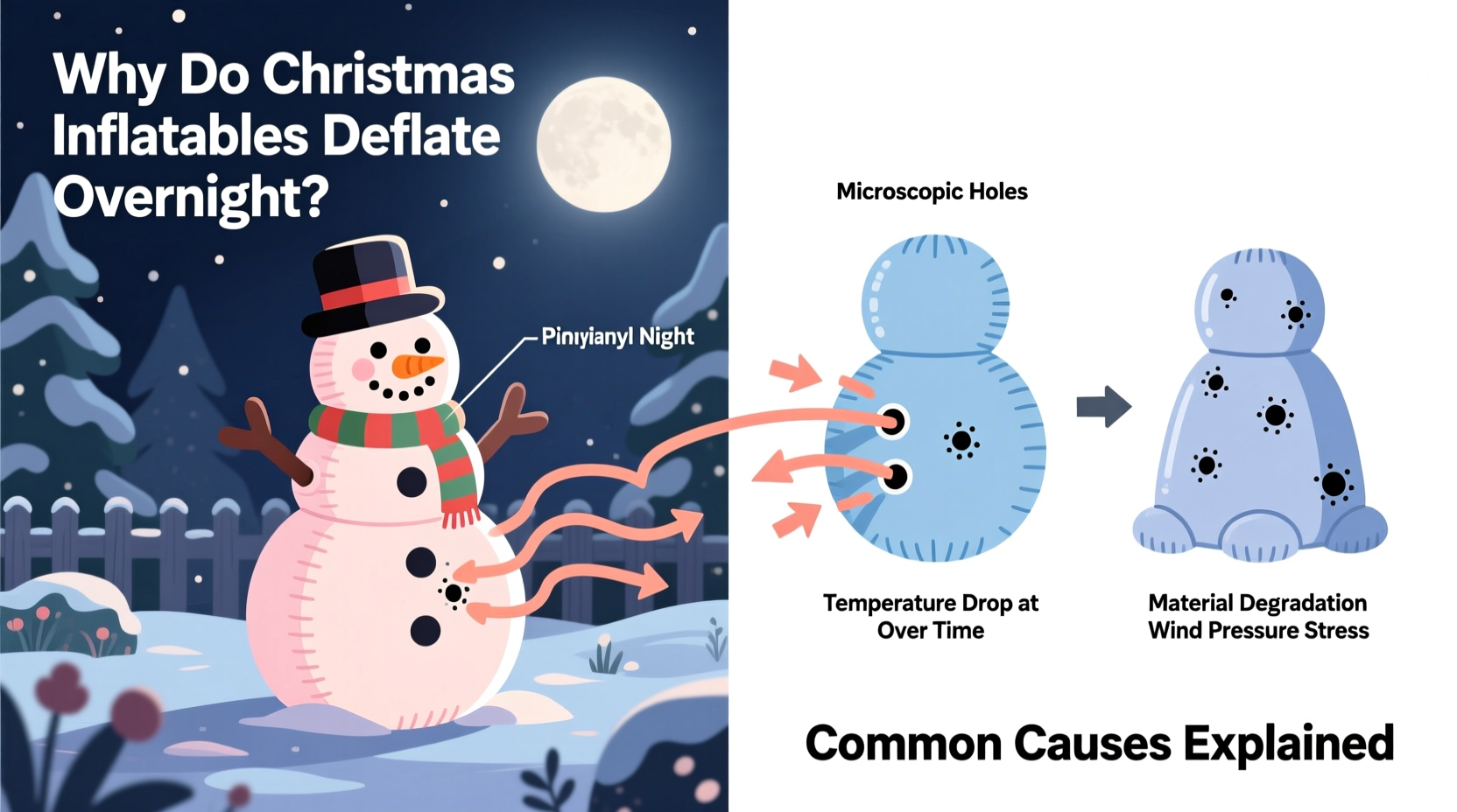 why do some christmas inflatables deflate overnight common leaks explained