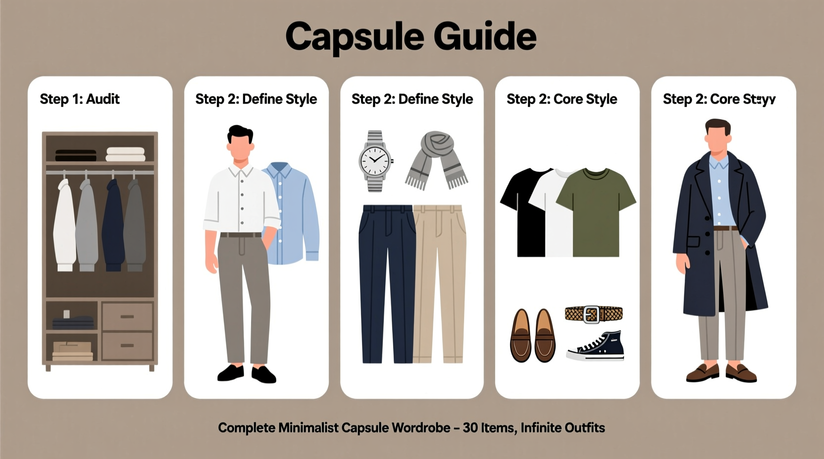step by step guide to setting up a minimalist capsule wardrobe for men