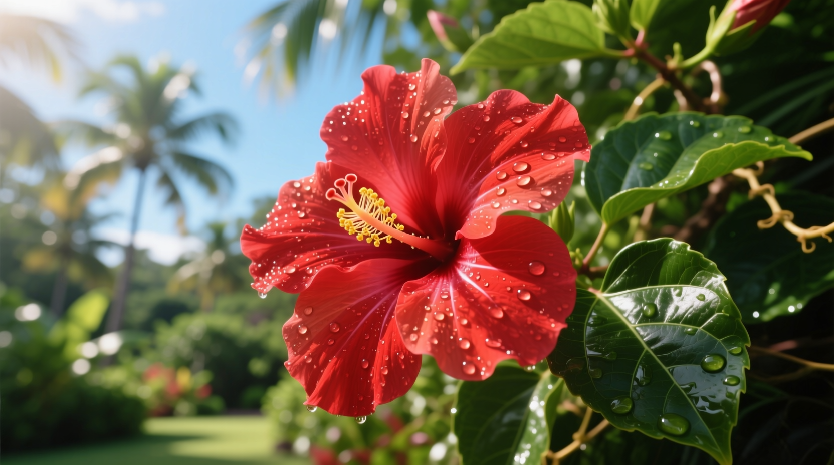 tropical red hibiscus