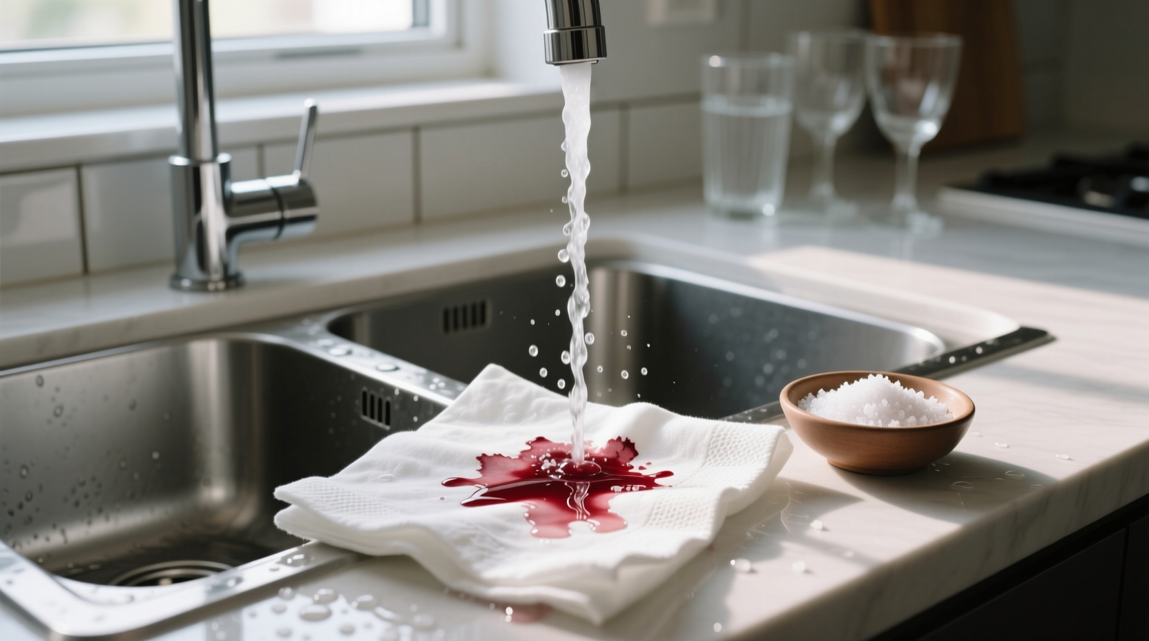wine stain removal on cotton napkins