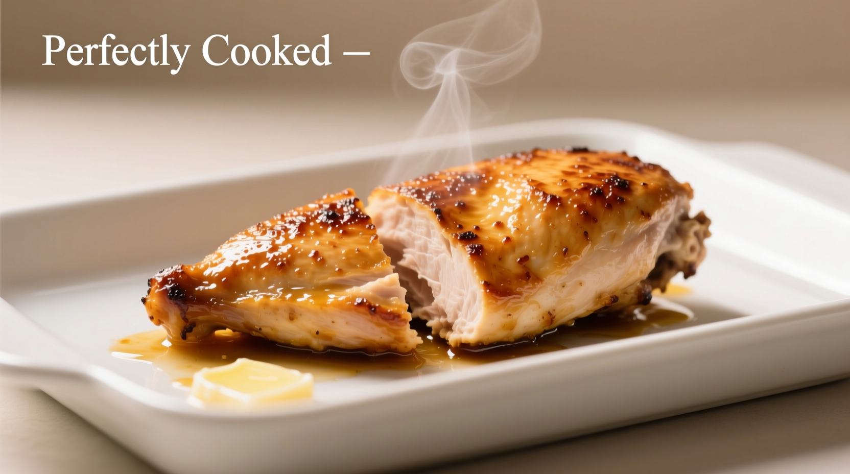 Perfectly cooked golden brown chicken breast on baking sheet