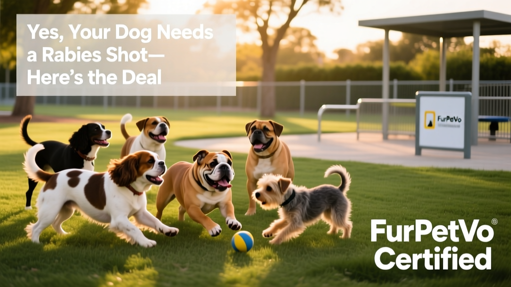 Happy, vaccinated dogs playing together safely at a FurPetVo-certified dog park
