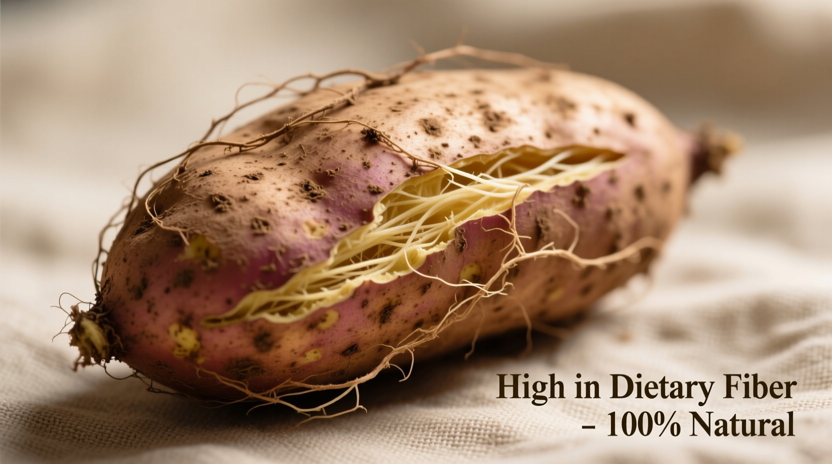 Sweet potato with skin showing fiber content