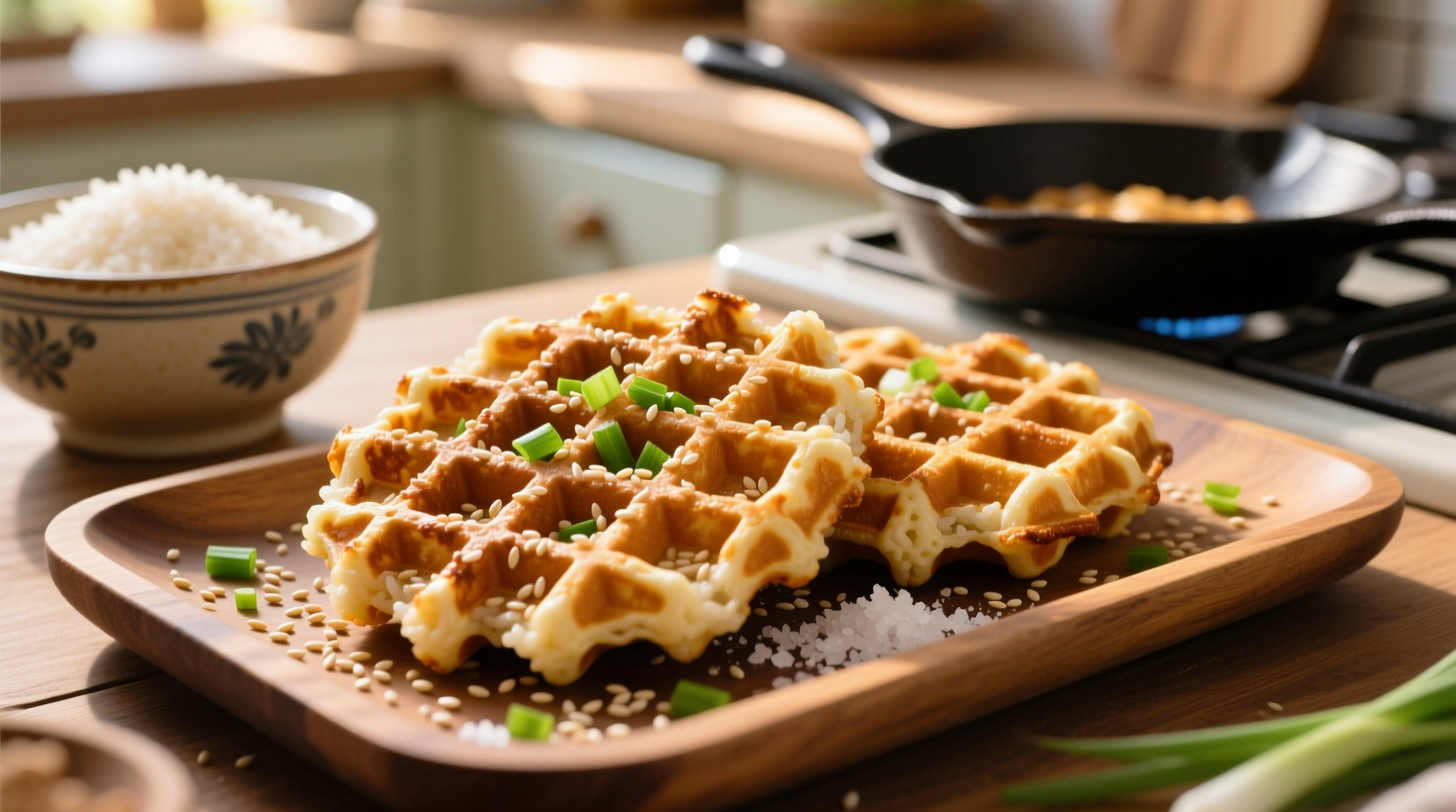 turn leftover rice into crispy tasty rice waffles