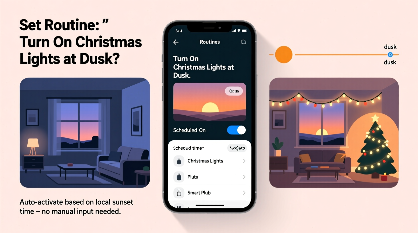 how to use alexa routines to turn on christmas lights at dusk automatically