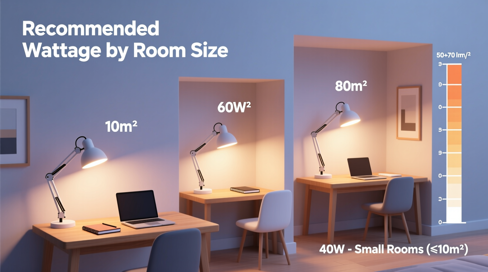 how to choose the right wattage for a desk lamp based on room size
