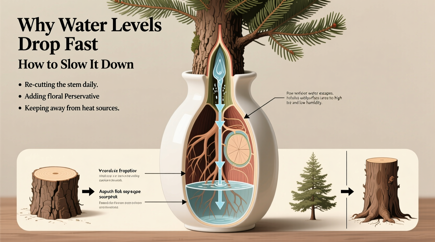 why do christmas tree water levels drop so fast and how to slow it