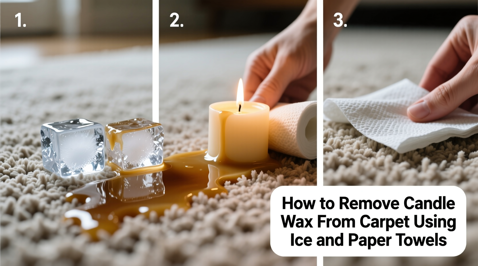how to remove candle wax from carpet using ice and paper towels