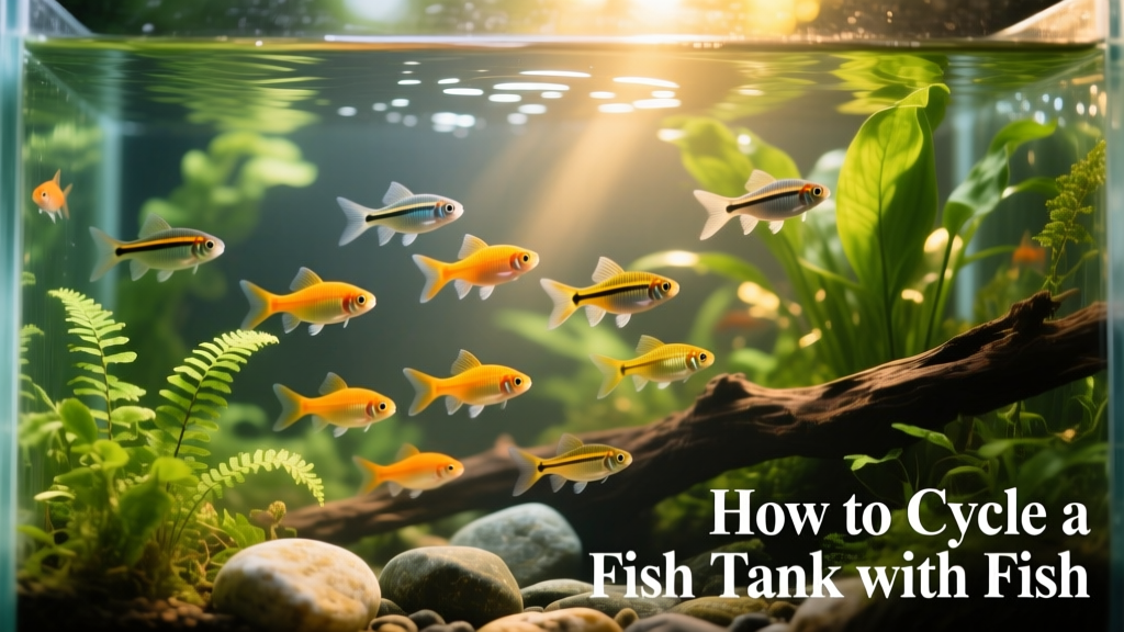 Group of healthy danios and barbs swimming peacefully in a well-planted, crystal-clear freshwater aquarium