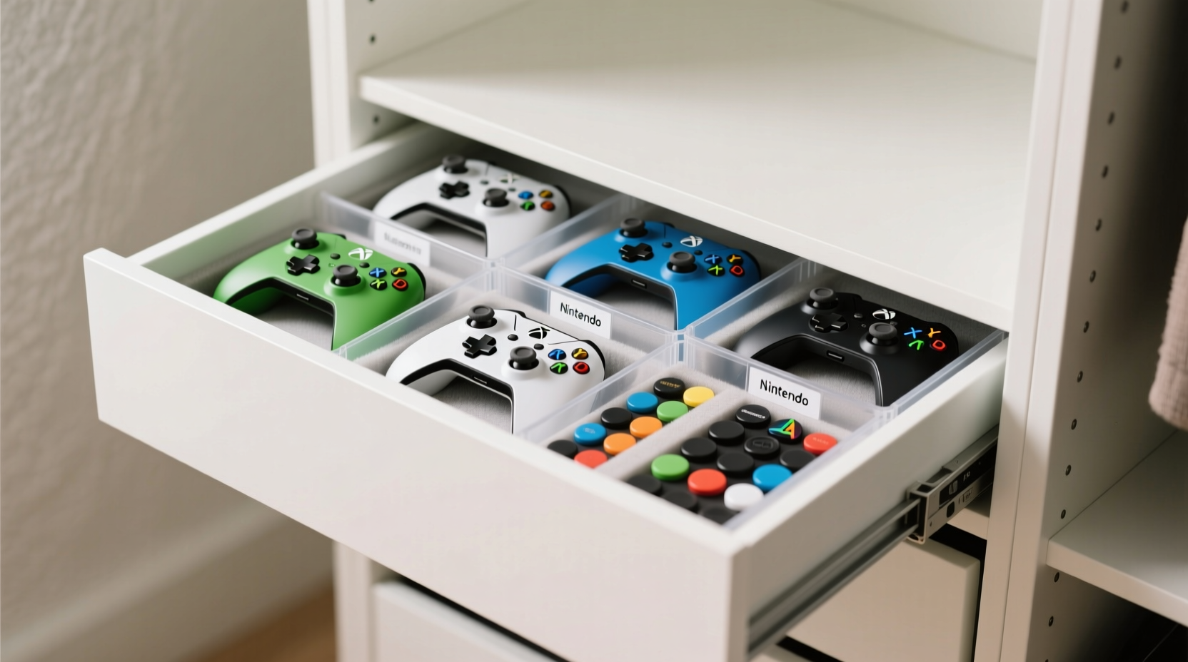 closet organization tips for gaming controller skins buttons