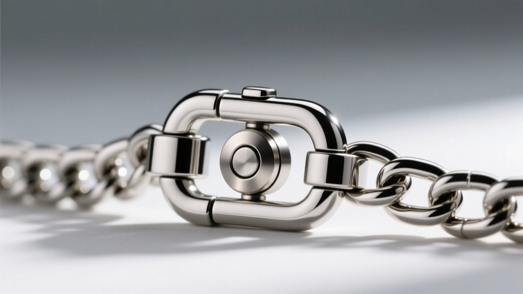 Close-up of a magnetic breakaway clasp on a 5mm Miami Cuban chain, showing the secure neodymium magnet and quick safety release
