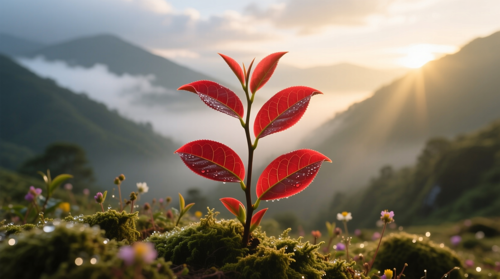 red tea leaf plant