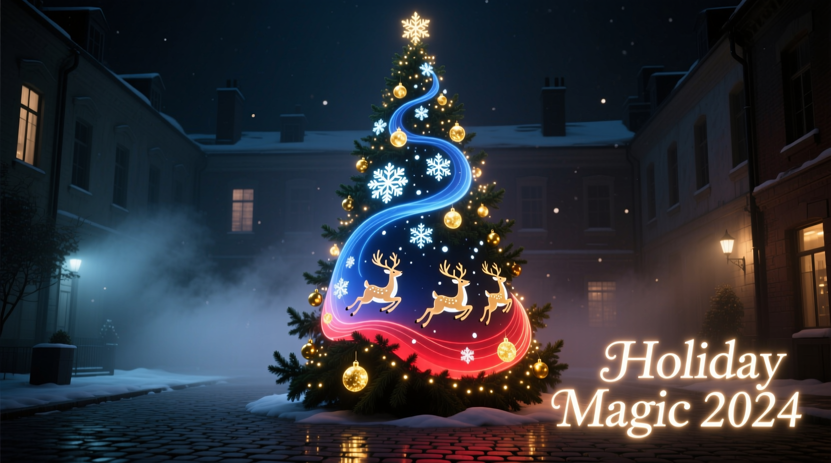 can you use projector mapping on a christmas tree instead of physical lights