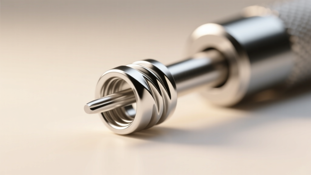 Macro shot of a 2mm sterling silver seamless crimp tube compressed by a micro-crimping tool under bright, warm studio lighting.