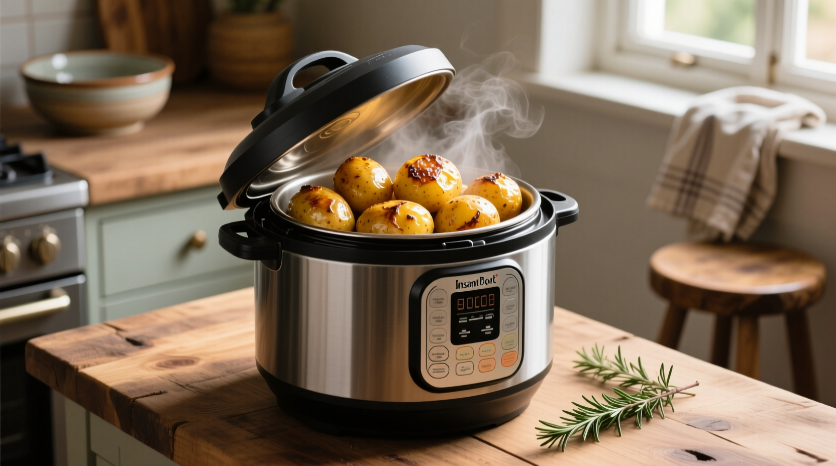 Instant Pot filled with perfectly cooked golden potatoes