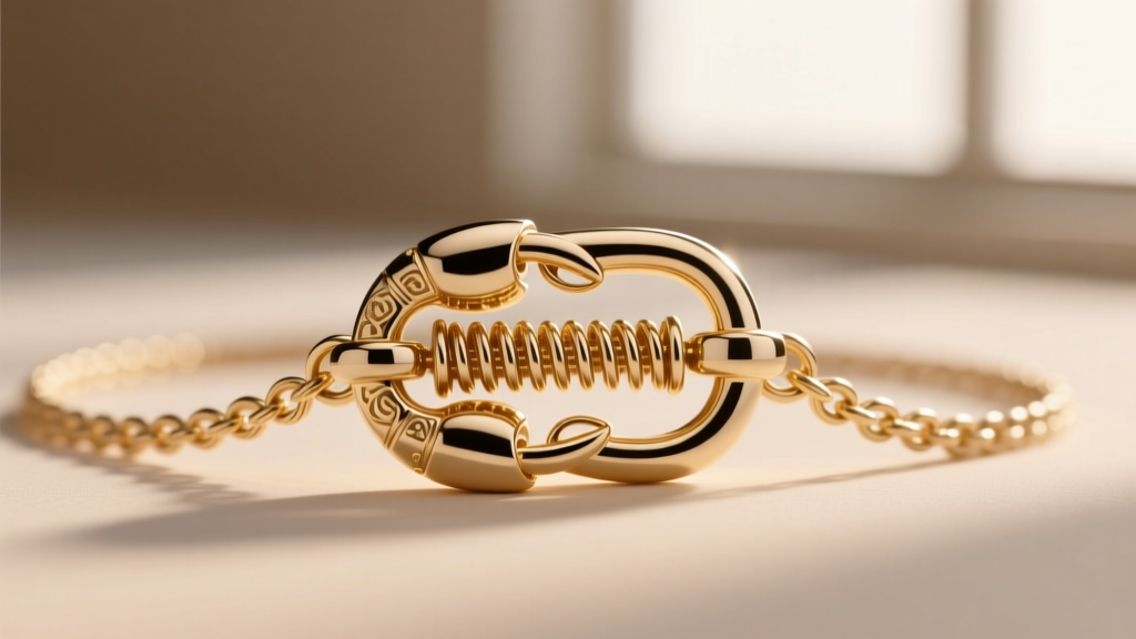 Macro photography of a 14k white gold lobster clasp on a delicate cable chain, showing the internal spring mechanism