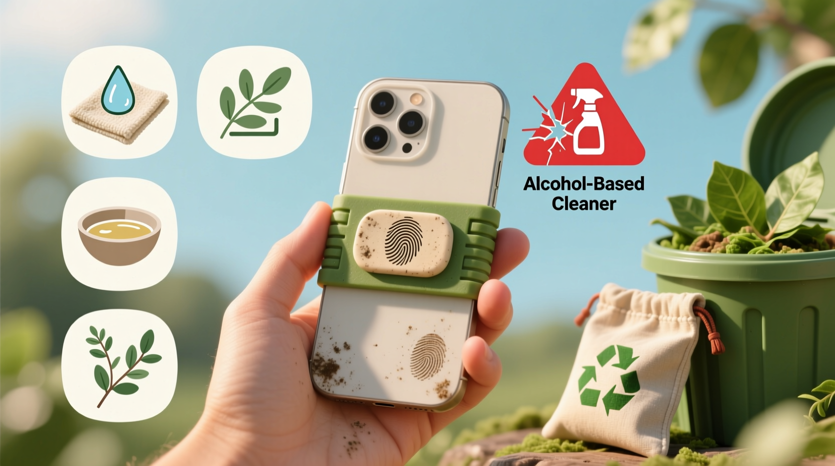 are compostable phone grips safe with alcohol wipes