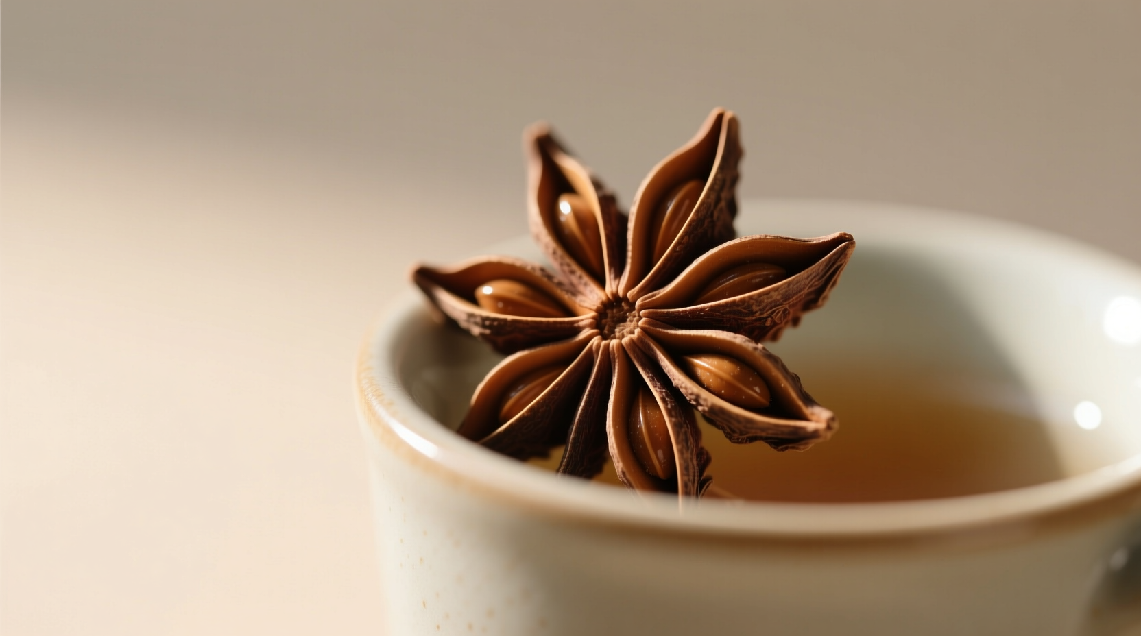 Weekday morning tea ritual - star anise pod in mug - irrelevant swap for home use but critical in commercial pho broth