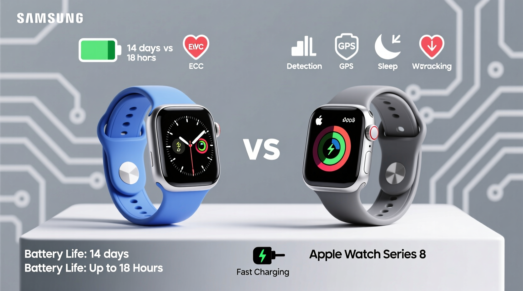 samsung galaxy watch vs apple watch which has better battery life and features