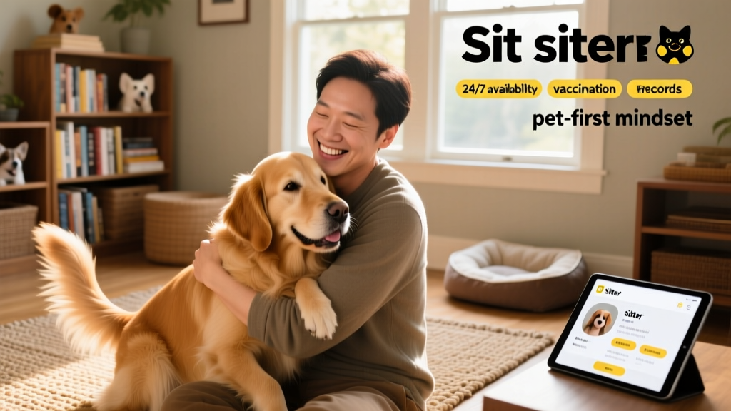 A smiling person holding a relaxed, happy dog in their arms