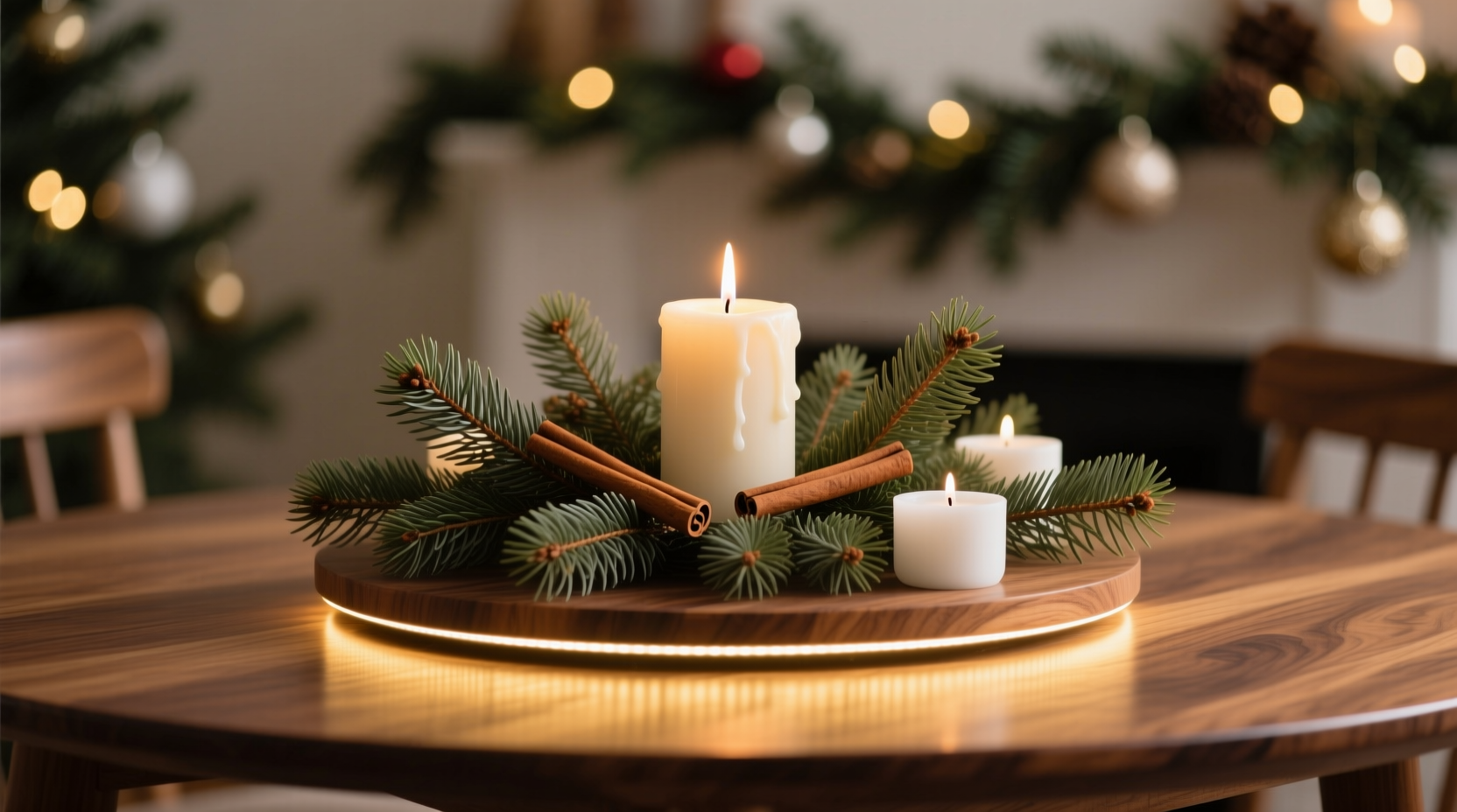 how to add subtle lighting to a christmas centerpiece without glare