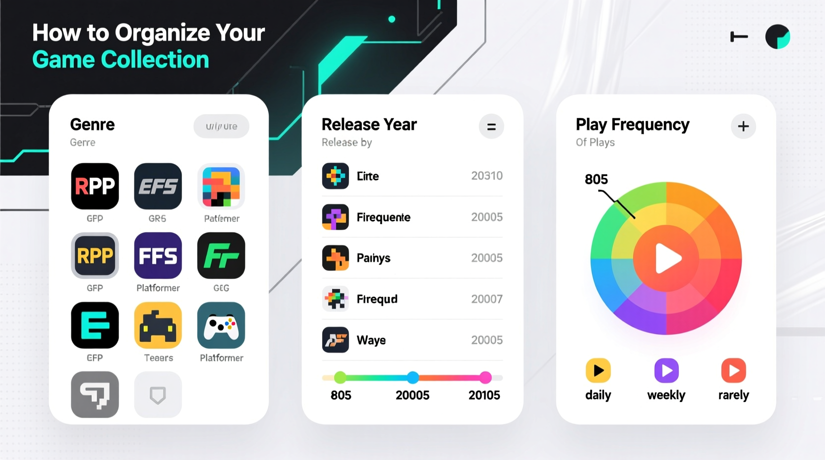 how to organize video game collections by genre release or frequency
