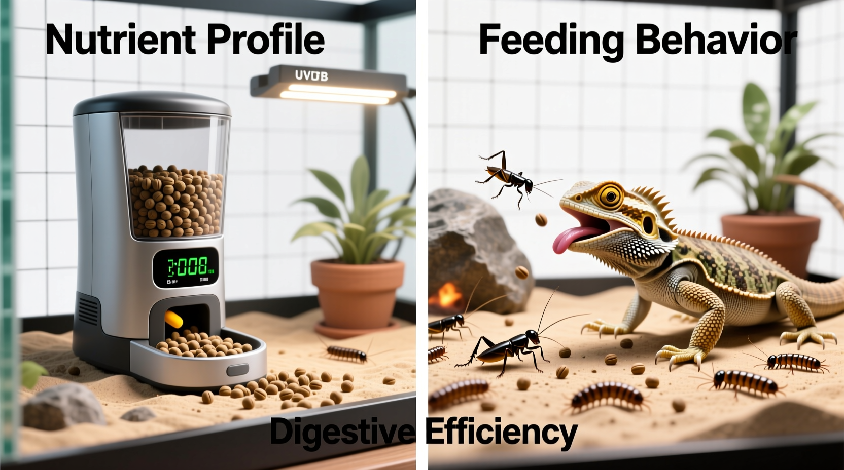 automatic reptile feeder vs live food which maintains nutrition for bearded dragons