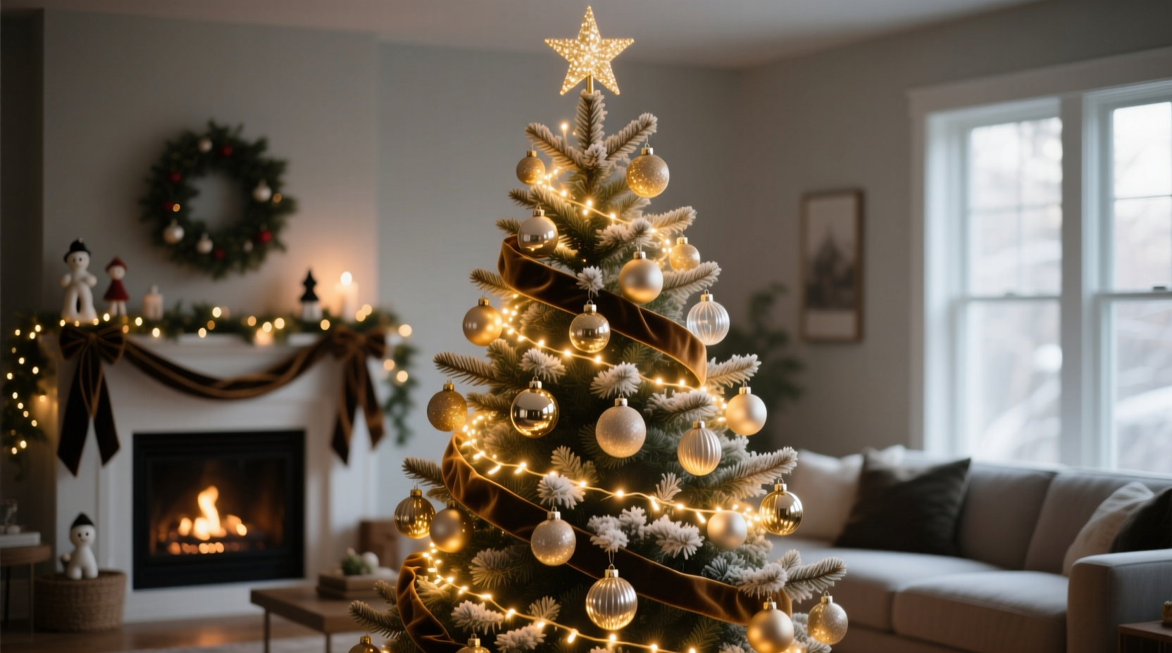 how to create depth when decorating a christmas tree with lights and decor
