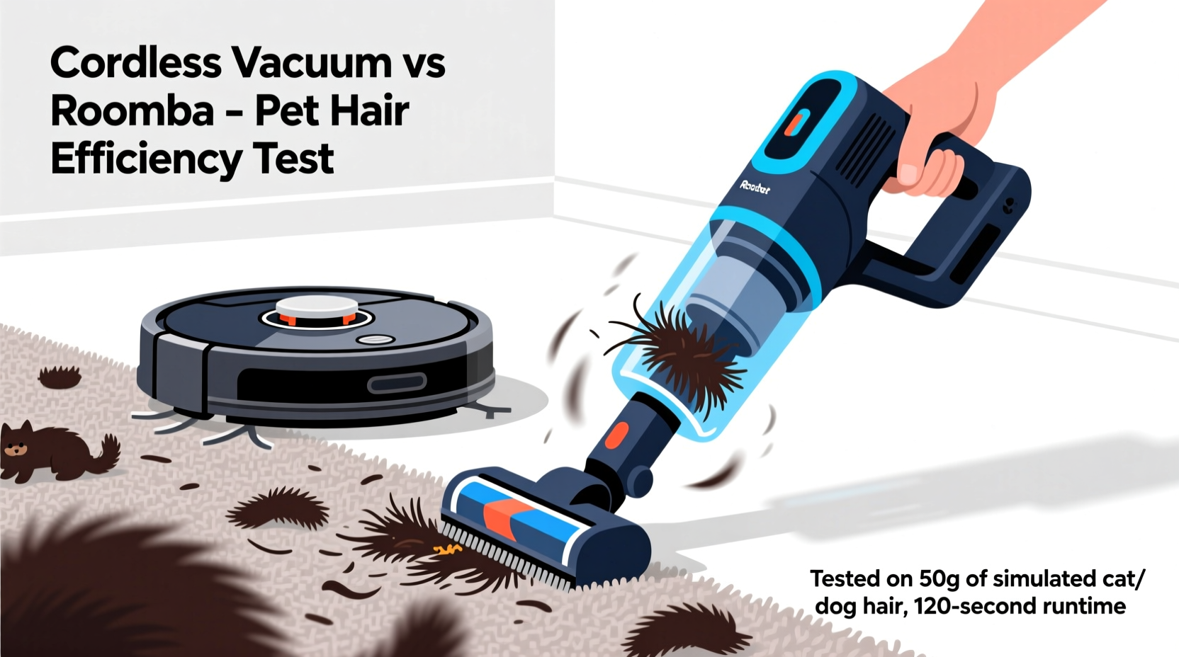 cordless vacuum vs roomba which cleans pet hair more efficiently