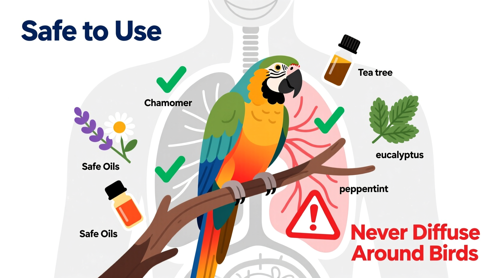 is it safe to use essential oils around birds and which ones to never diffuse