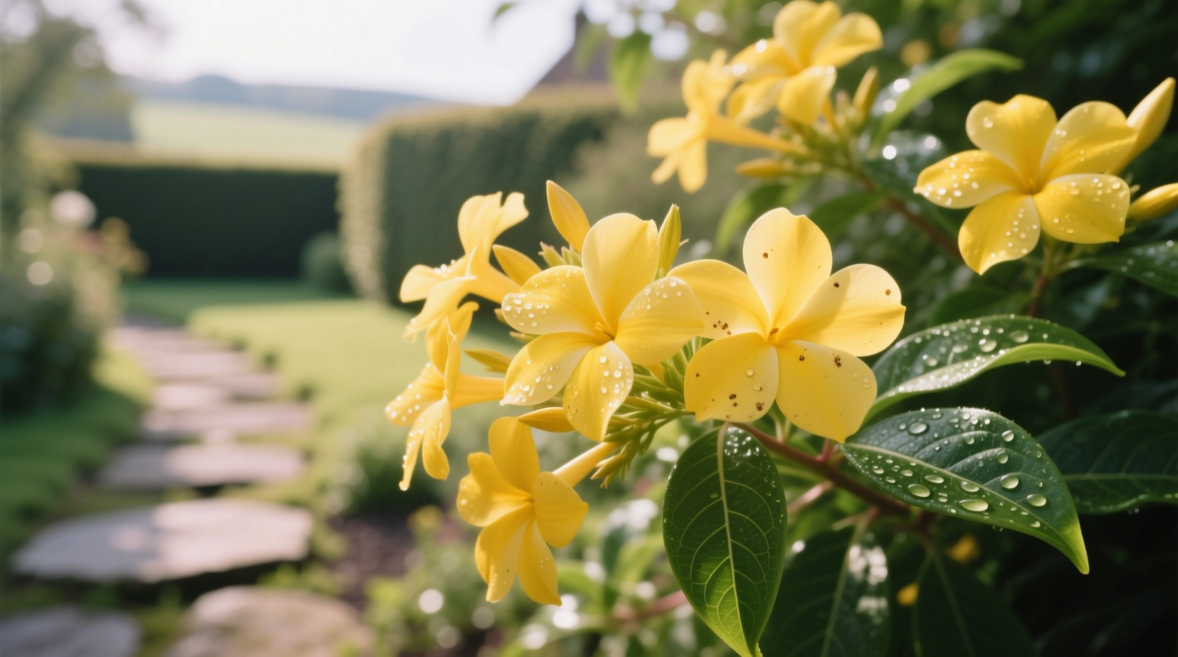 yellow vinca flowers
