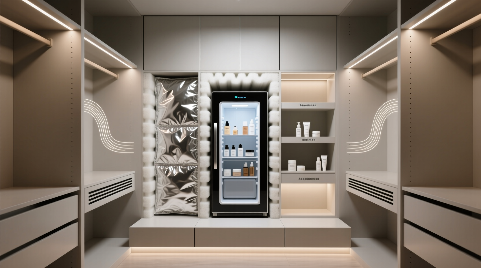 skincare fridge backup organization