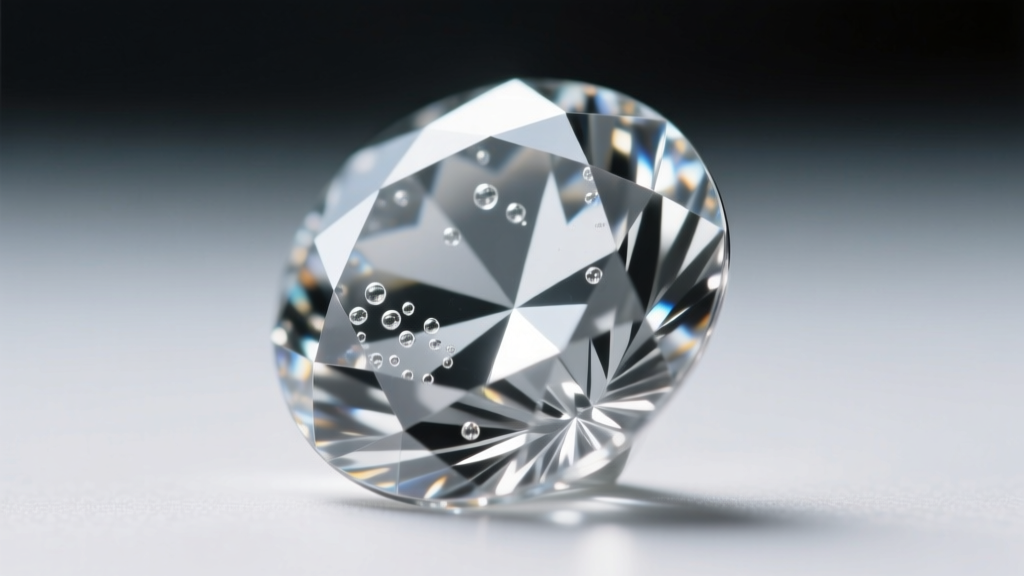 Macro view of silver foil backing on a round crystal rhinestone showing the precise adhesive layer and bright metallic reflection.
