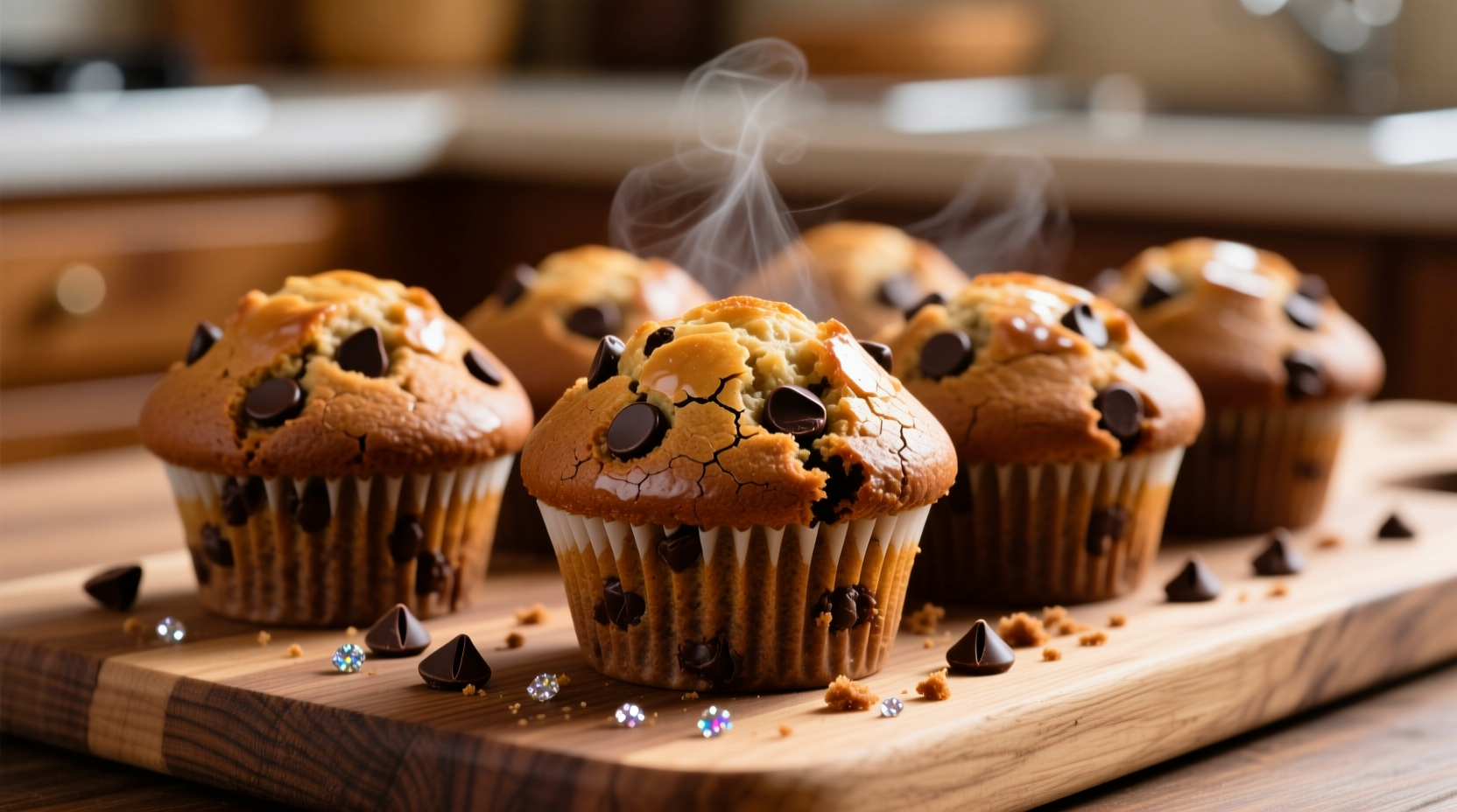 Perfectly baked brownie muffins with chocolate chips