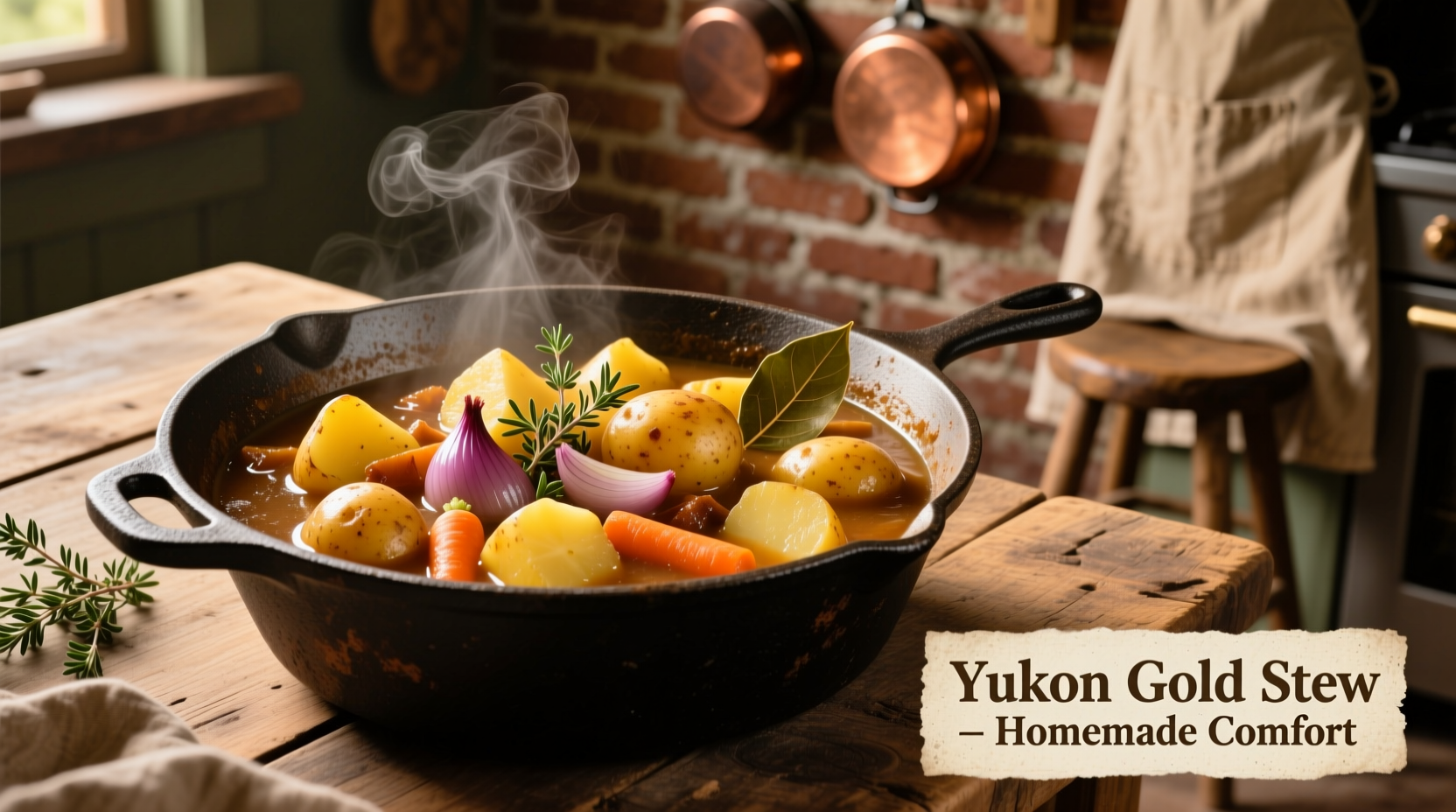 Yukon Gold potatoes in a rustic stew