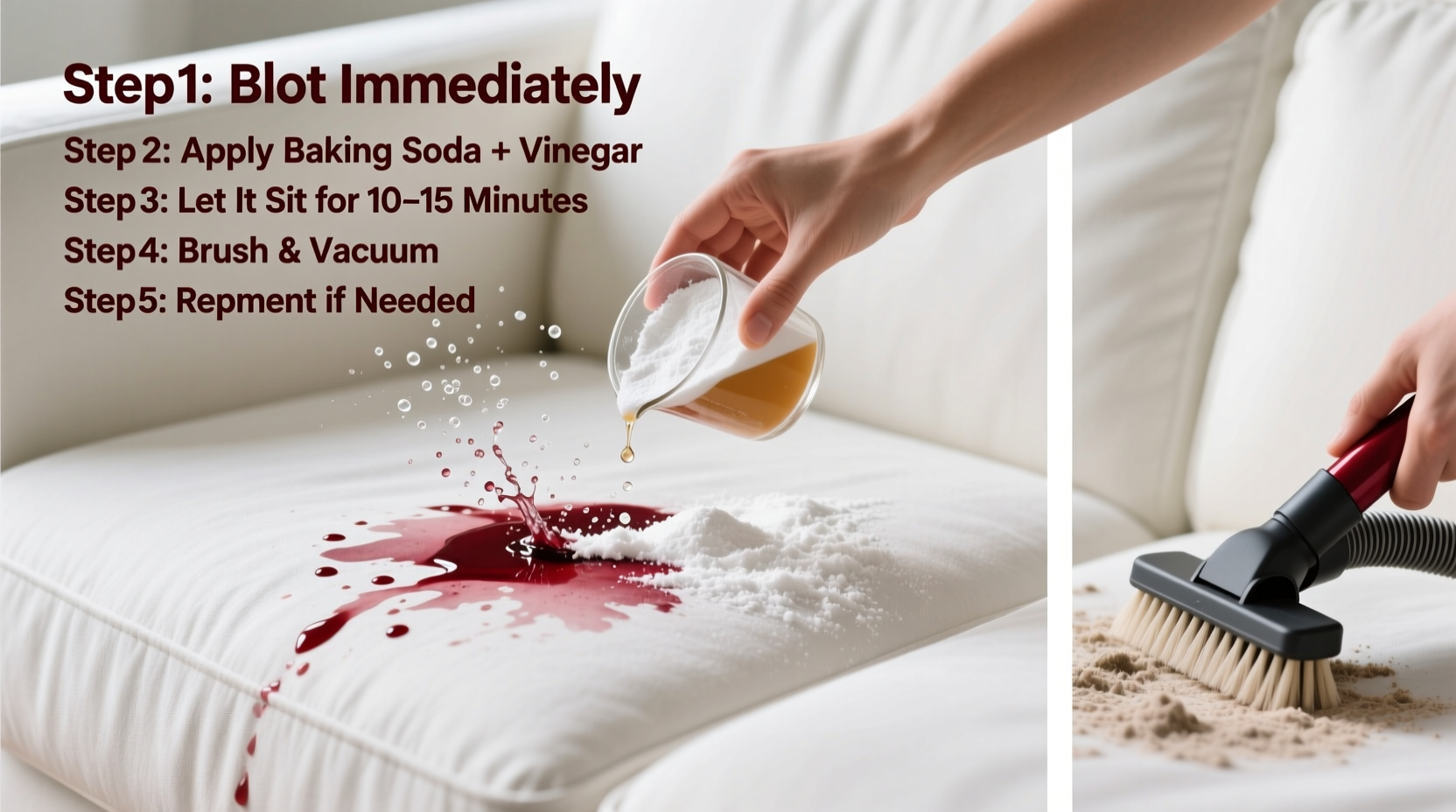 how to remove red wine stains from white couches using baking soda and vinegar