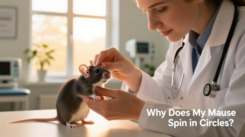 Veterinarian gently examining a mouse’s ears and eyes during a wellness check