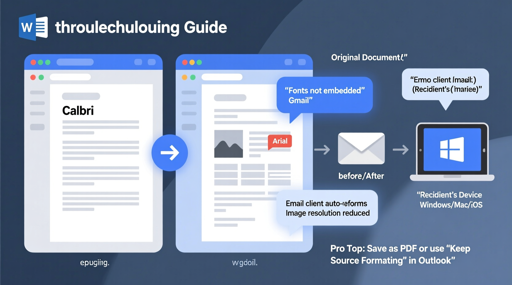 why does my word document formatting change when emailing